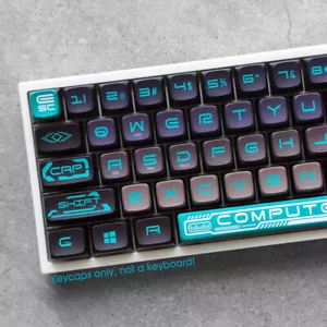 Gray Cyan Keycaps set PBT Dye Sublimation for Cherry MX Mechancial Keyboards - Picture 1 of 12