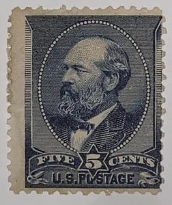 Travelstamps: 1888 US Stamps Scott #216, 5c Indigo, Garfield, Mint ,OG ,Hinged - Picture 1 of 5