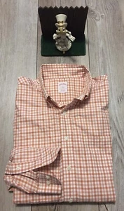 Brooks Brothers Orange/White Plaid 346 Oxford L/S B/U Shirt Large Minimal Wear - Picture 1 of 4