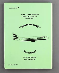 BRITISH AIRWAYS BOEING 737 AIRLINE CABIN CREW SEP MANUAL SAFETY CARD BA VINTAGE - Picture 1 of 14
