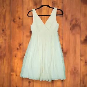 NWT J. Crew Dress Womens Silk Cream Chiffon Pleated A Line Sleeveless Size 0 - Picture 1 of 8