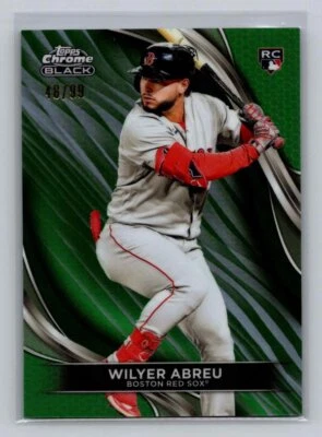 2024 Topps Chrome Black #23 Wilyer Abreu Green Refractors Red Sox /99 - Image 1 of 2
