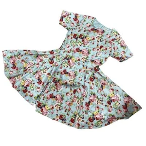 Chasing Fireflies Vintage-Style Floral Party Dress Girls Size 14 Blue Rose Print - Picture 1 of 14