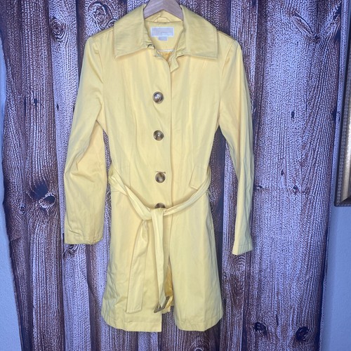 Michael Kors trench donna manica lunga cintura vita tasche giallo tg media