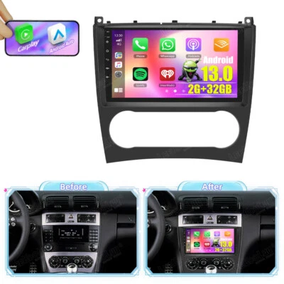 Carplay 2G+32GB For Mercedes Benz C-Class W203 2004-2007 Car Radio Android 13.0 Foto 1 de 4