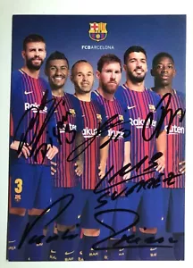 Lionel Messi und Co. 6 Original Autogramme auf Original FC Barcelona AK. - Bild 1 von 10