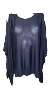 Top túnica MICHAEL KORS para mujer talla L negro viscosa seda cachemir hombro frío - Imagen 1 de 6