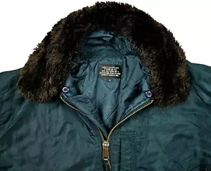 *HOT VTG Men SCHOTT FLYER'S B-15 BOMBER MILITARY FLIGHT FUR COLLAR TEAL Jacket M - Picture 1 of 20