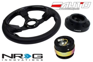 NRG 320mm Pilota Leather Black Insert Steering Wheel 101H Hub 2.0 BK Neo Release - Picture 1 of 5