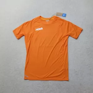 Hoka Running Top T-Shirt Mens XS Orange Short Sleeve Glide Fitness Sport NWT - Picture 1 of 6