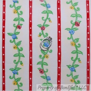 BonEful Fabric FQ Cotton Quilt Red Rose Sm Flower Dot Swirl Leaf Stripe - Picture 1 of 6