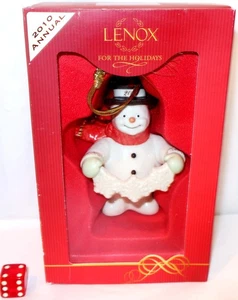 Lenox 2010 Schneegirlande jährlicher Schneemann Weihnachtsschmuck Gold Quaste Kordel Datum - Bild 1 von 2