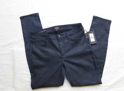 NYDJ Women’s Navy Blue Faux Suede Skinny Pants Jeans "Alina" Stretch Sz Petite 8 - Image 1 of 4
