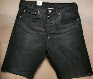 NWT Men’s Levi’s 501 ‘93 Black Stretch Button Fly Shorts Size 32W 9L Denim - Picture 1 of 10