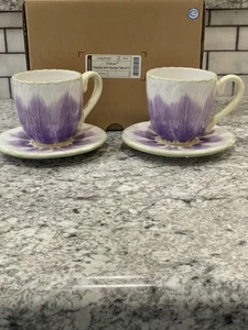 Longaberger Krokus Teetassen und Untertassen, 2er Set #31541 - Neu im Originalkarton - Bild 1 von 7