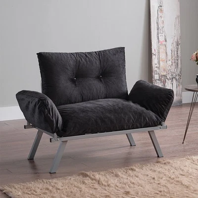 Convertible Futon Sofa Bed – Modern Sleeper Chair, Gray/Black, Multi-Function - Image 1 of 4