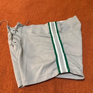 Bike Men's Size L Retro Lace Up Gray & Green Stripe Football Athletic Shorts - Picture 1 of 5