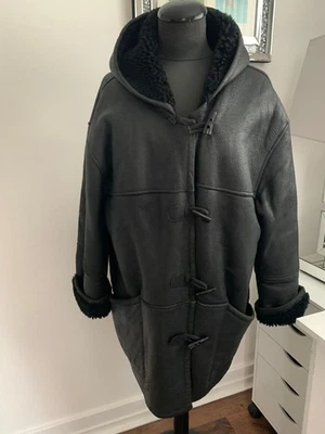 Aquascutum real sheepskin fur shearling hooded coat jacket Toscana M UK12 US8 - Image 1 of 4