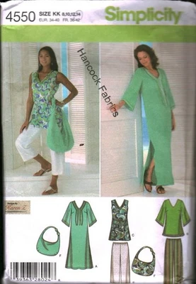 4550 Vintage Simplicity Sewing Pattern Misses Pants 2 Lengths Dress Tunic Bag 14 - Image 1 of 2