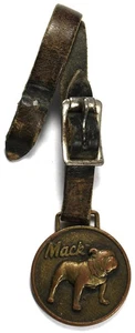 Mack Bulldog Messing Taschenuhr Anhänger von Keith Smykal mit Lederarmband - Bild 1 von 3