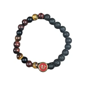 True Religion Hufeisen Armband Tigerauge Vulkansteine Perlen - Bild 1 von 4