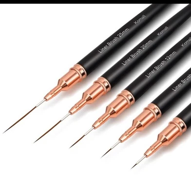 Pinceles delineadores para arte en uñas, juego de 5 pinceles para pintura arte en uñas dibujo para puntos en uñas. Foto 1 de 4