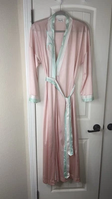 Maxi Bata Larga De Colección Vanity Fair Peignor Talla M Concha Marina Rosa Pastel Bolsillos Costero Foto 1 de 4