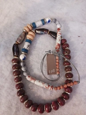 NUEVO CON ETIQUETAS COLLAR N CORDÓN J. JILL SOMBRAS DE VIDRIO AZUL Y MARRÓN 16" -GRAN REGALO Foto 1 de 4