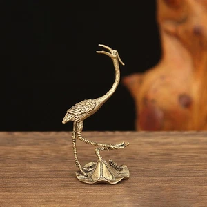 Kranstatue Handwerk Messing Kran Orament Miniatur Crane Decor Tierfiguren - Picture 1 of 4