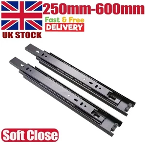 250-600mm Soft Close Drawer Runner Slides Full Extension Ball Bearing Heavy Duty - Picture 1 of 13