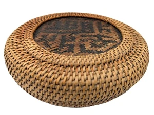 Vintage Chinese Covered Basket 8.5X3.25 in. Nice Patina! - Picture 1 of 13