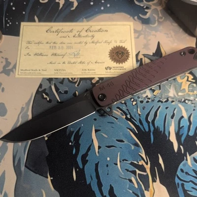 Medford M-48 Hybrid Flipper Knife Titanium/Red Aluminum (Black PVD) S45VN Rare! - Image 1 of 4