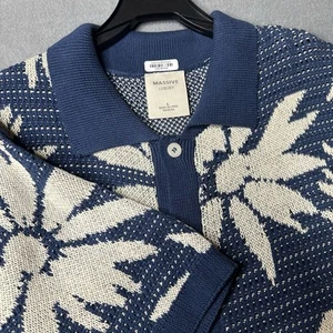 MASSICCIO Lusso Manica Corta Cardigan Maglia Maglione Camicia Floreale Uomo Large - Foto 1 di 9