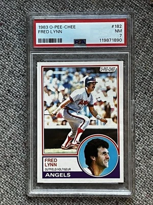 PSA 7 1983 O-pee-chee OPC por Topps #182 Fred Lynn Angels Super Veteran NR - Imagem 1 de 4