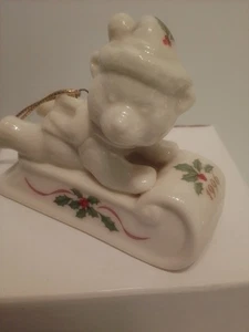 Vintage 1996 Lenox Schlitten Teddybär Ornament Porzellan 3,5 Zoll lang - Bild 1 von 4