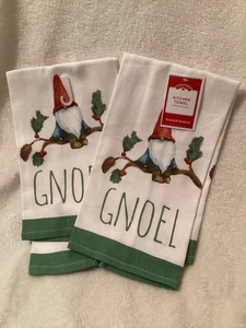Gnome Gnoel Christmas Kitchen Towels ~ Set of 2 ~ NWT ~ 15” x 25” ~ White/ green - Bild 1 von 8