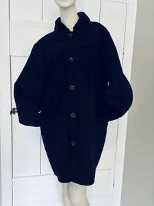 Claiborne Suede Soft Lined Trench Coat Jacket Men’s Large Black Fake Fur Read - Picture 1 of 11
