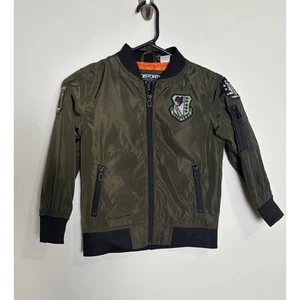 Distortion Comfort & Style Boys Bomber Jacket Size 4 Olive Green Lightweight - Picture 1 of 5
