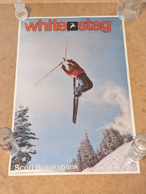 Vintage 1970s Scott Brooksbank Ski Poster White Stag Freestyle Backscratcher  - Image 1 of 4