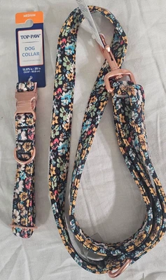 Top Paw  Botanical Floral Dog Collar (M) And Matching Leash 4ft - Image 1 of 4