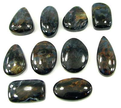 151.35 Ct Natural golden Blue Pietersite Gemstone Cabochon 10 Pc Stone Lot-24640 - Image 1 of 2