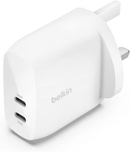 Belkin BoostCharge 60W Dual USB‑C Wall Charger with PPS – White (USB‑C x2) - Picture 1 of 5