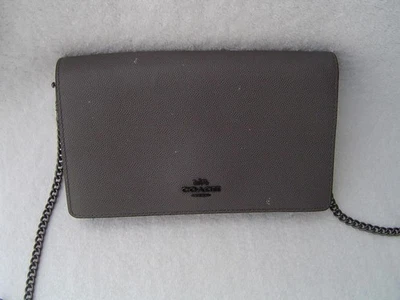 AUTHENTIC COACH GRAY PEBBLE LEATHER CALLIE FLAP SHOULDER BAG/CLUTCH #27084  VGC - Image 1 of 4