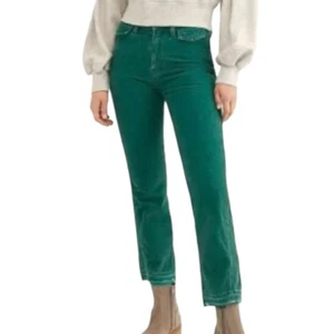 Free People Holiday Pine Green ACES Corduroy Pants Straight Leg Size 24 New! - Picture 1 of 14