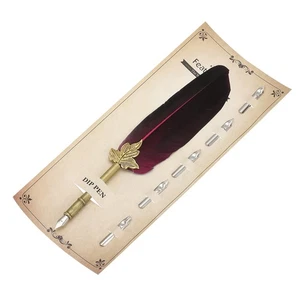 Penna piuma, penna d'oca da 9,4 pollici con 5 punte di ricambio, rosso - Bild 1 von 5