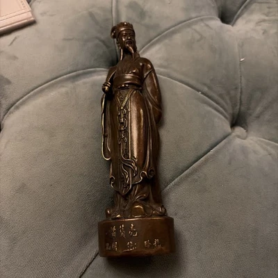 Chinese Bronze statue of Zhuge Liang.  19cm tall.  - Image 1 of 4