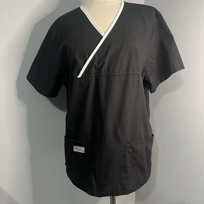 Blusa Médica Relajada Urbane XL Negra Clásica 2 Bolsillos para Mujer 9534 Foto 1 de 4