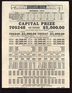 1941 Square Deal World Series Gambling Sheet + Two Tickets - Picture 1 of 3