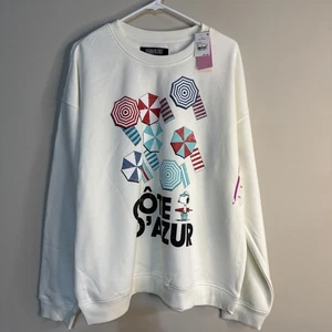 Women's Peanuts Snoopy Cote d'Azur Graphic Sweatshirt - Off-White Size XXL New - Picture 1 of 9
