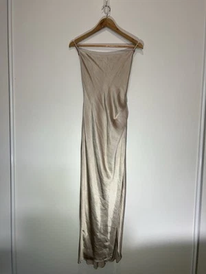 PILGRIM Champagne Maxi Formal Dress With Leg Slit- [Size 6] - Elegant Silk - image 1 of 4